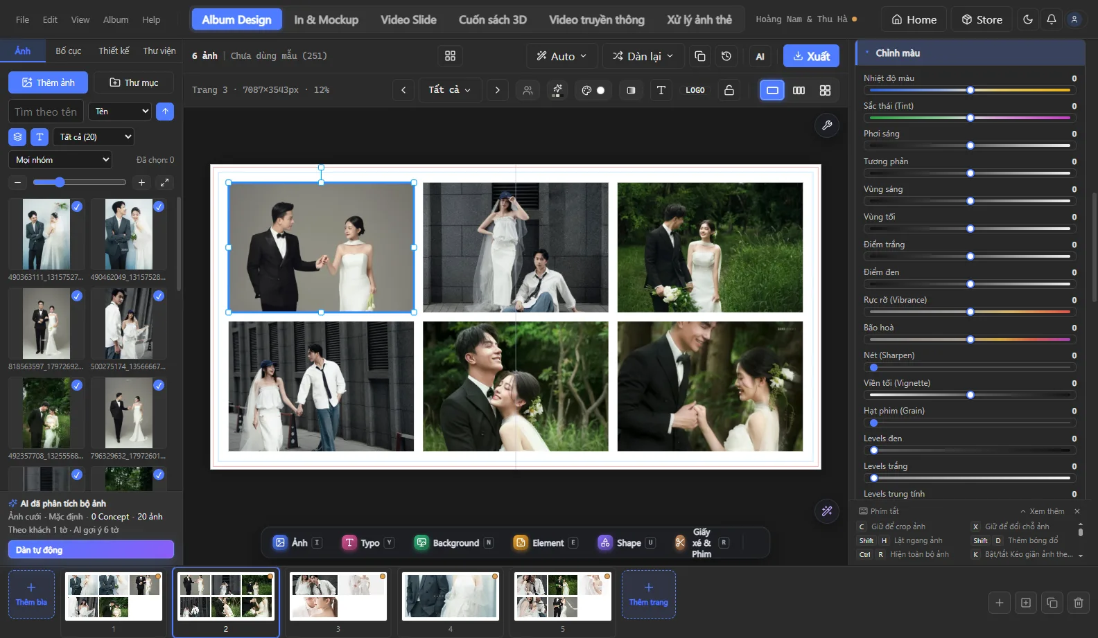 Bảng Chỉnh màu kiểu Lightroom: nhiệt độ, sắc thái, phơi sáng…